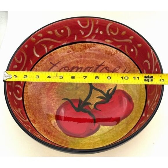 Tomato Serving Bowl Hand Painted Ceramic by Certified International Red Yellow - Picture 4 of 5